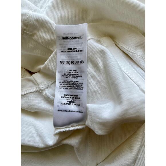 Self-Portrait Lace Applique Tee Shirt White Size 6 - Picture 7 of 7